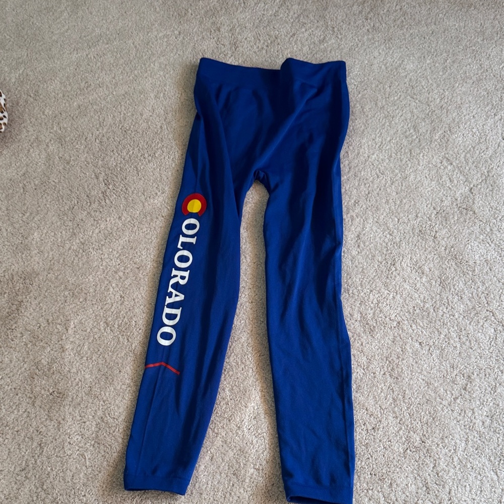 Ladies Blue Leggings with Colorado Print